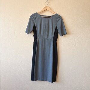Ann Taylor Gray and Black Midi Dress Size 0